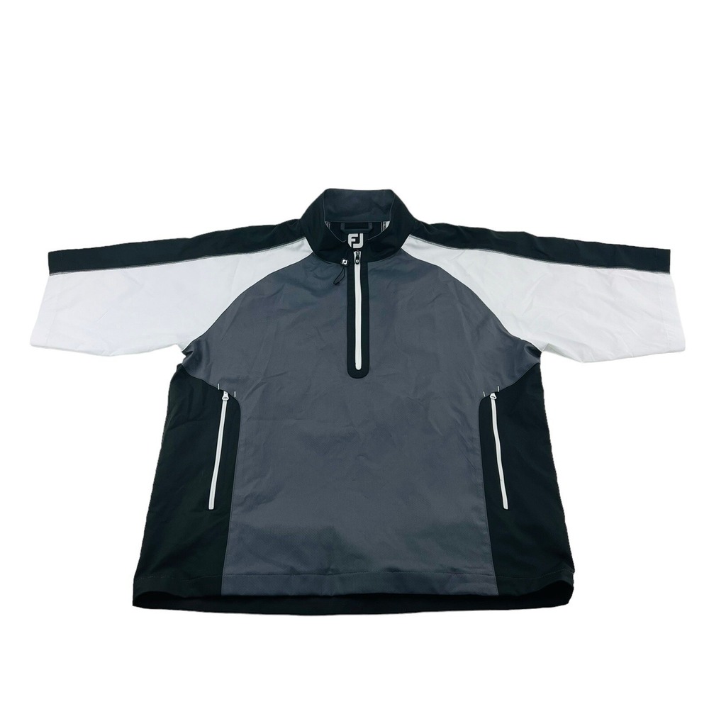 FootJoy FJ Black Gray & White Colorblock 1/2 Zip Polyester Pullover Size Medium‎